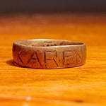 Antique Ring with "Karen" Carved into Band - Size 9.5 -  Vintage Unusual Jewelry - Sterling Silver? - Primitive Statement Rings - Rare