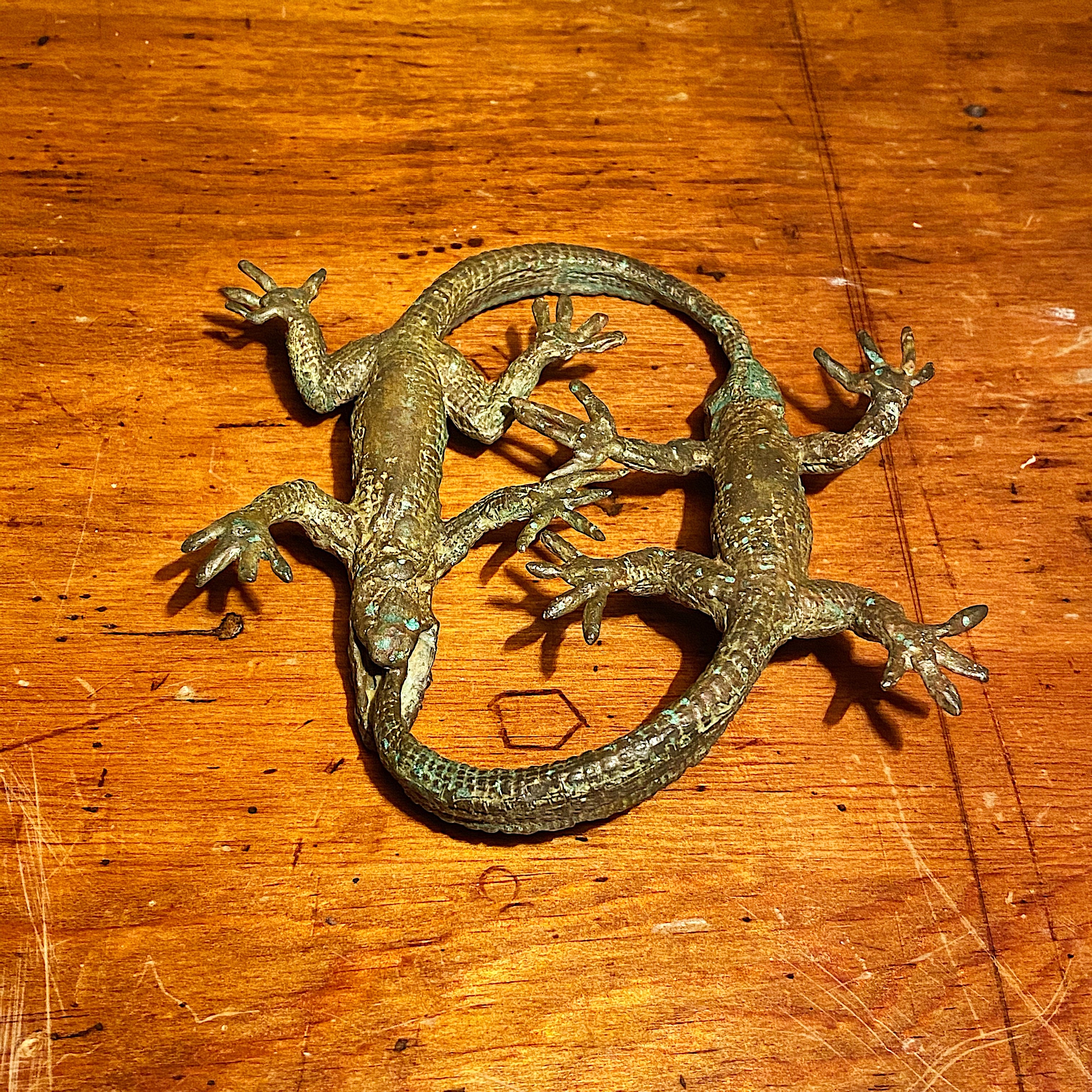 Stephen Maxon Bronze Sculpture of Lizards Eating Tails | Ouroboros