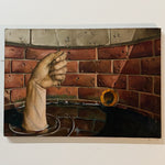 1950s Surreal Painting of Hand in Well - Chicago Artist Donald Holst - Rare Vintage Surreal Artwork - 20 x 14 - Illustration Art