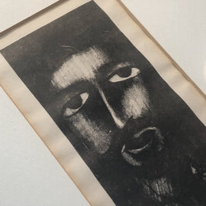 1940s Unusual Art Print of Haunting Face from WPA Era | 1947