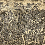 Vintage Balinese Folk Painting in Ubud style | 53" x 33"