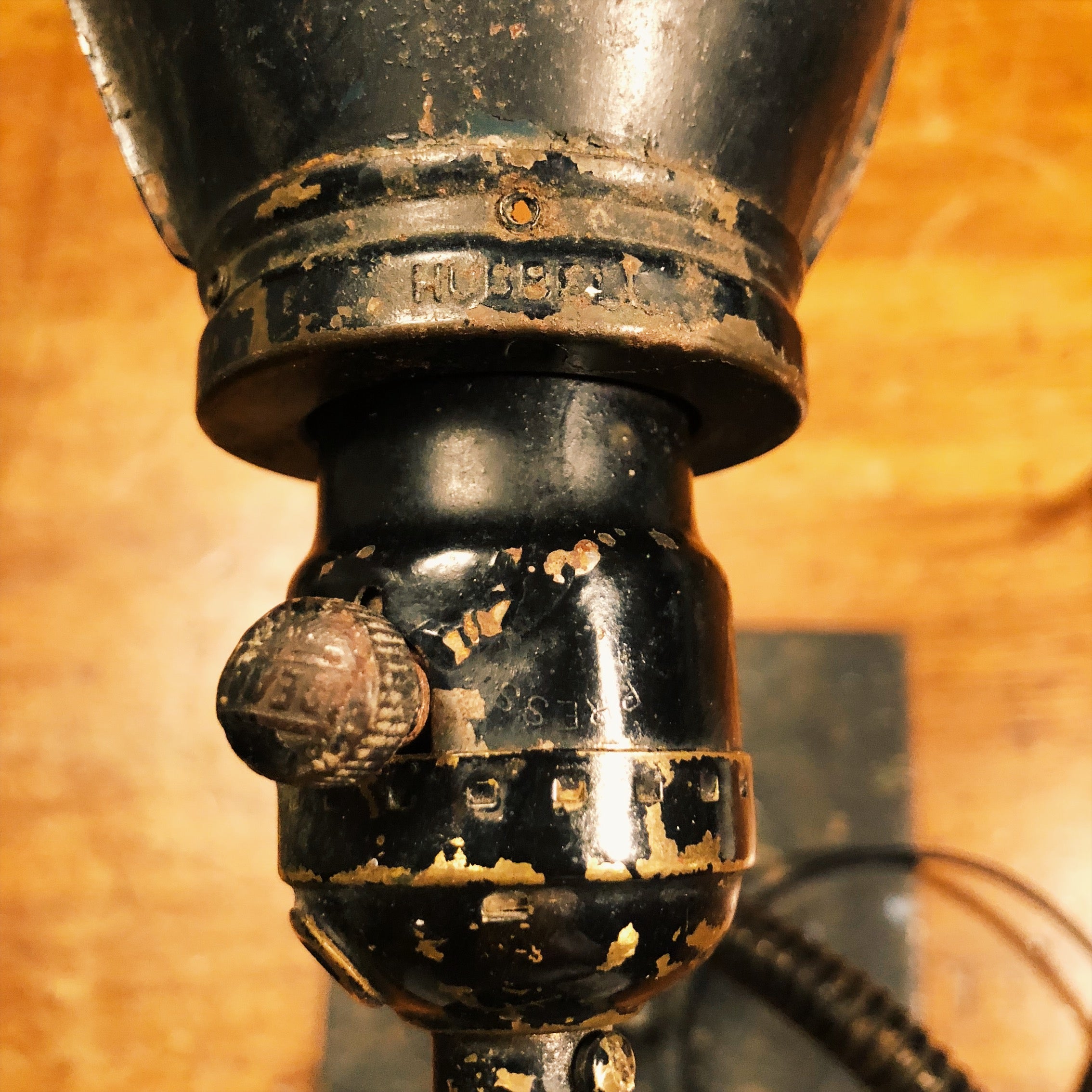 Socket on Vintage Industrial Machinist Table Lamp with Hubbell Shade 