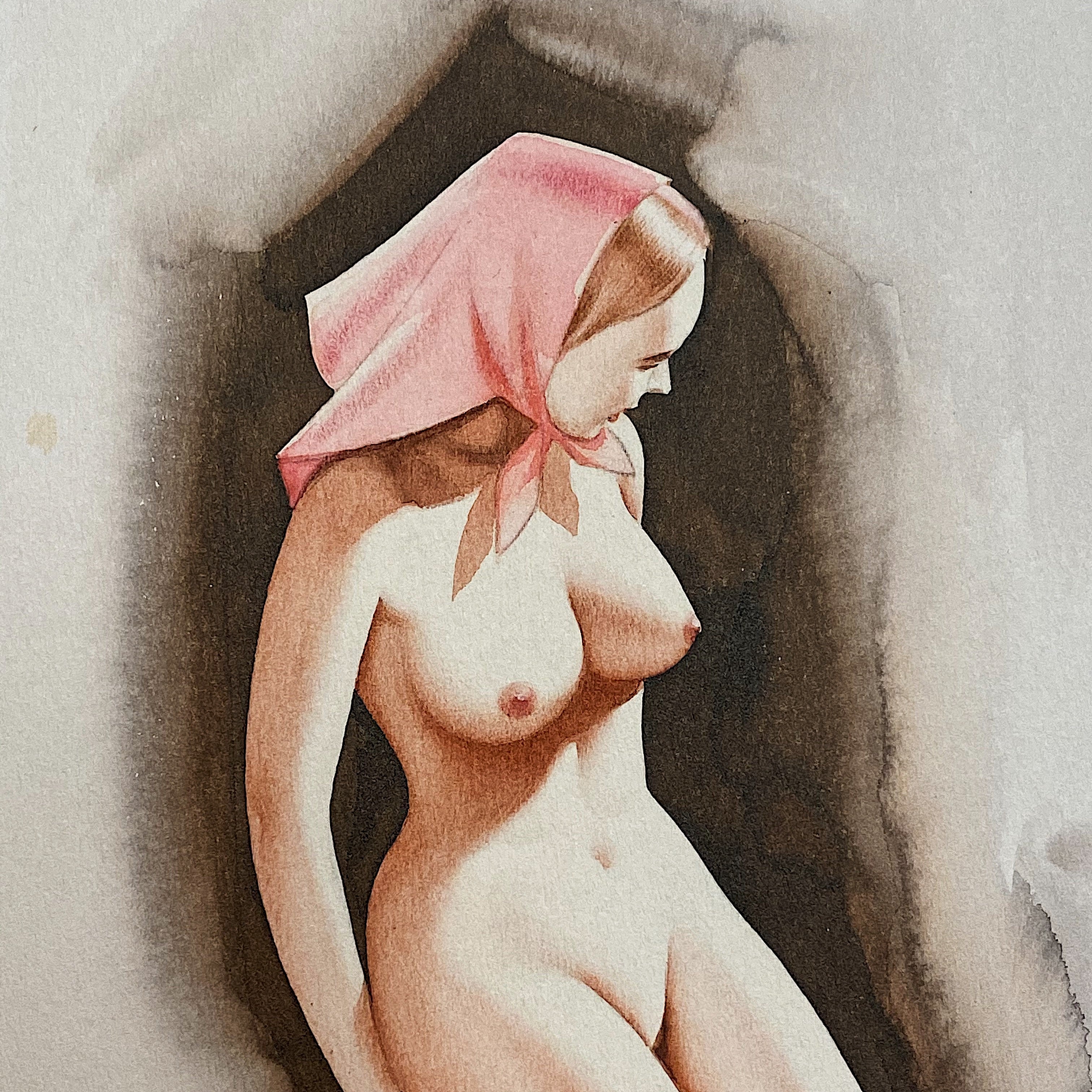Warner Kreuter Pinup Nude Artwork - 1950s? - Pastel on Paper - Signed by Listed Artist - Wisconsin Illustration Artist
