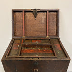 Antique Artist Box with Compartments - 1930s - Primitive Wood Art Case - Side Handles Rivets - 20" x 12" x 12" - Rare Dovetail Design Asian?