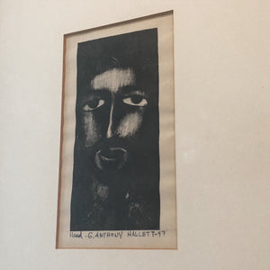 1940s Unusual Art Print of Haunting Face from WPA Era | 1947