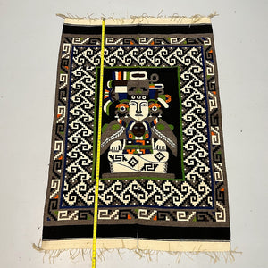 Large Latin American Rug with Mayan Figure and Geometric Design