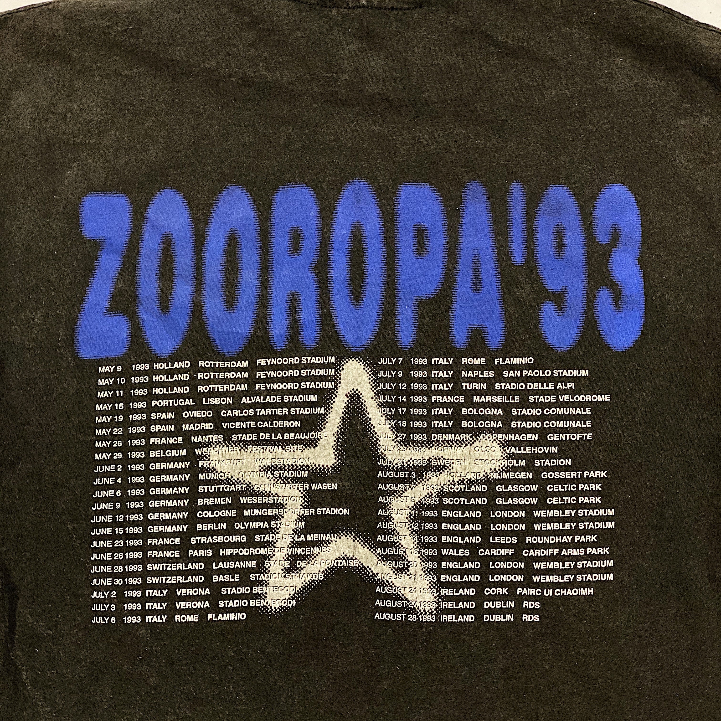 U2 Zooropa Concert T-Shirt from 1993 European Tour | Large Size