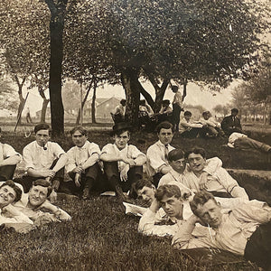 Antique RPPC of White Steamer Group on Campus | Early 1900s