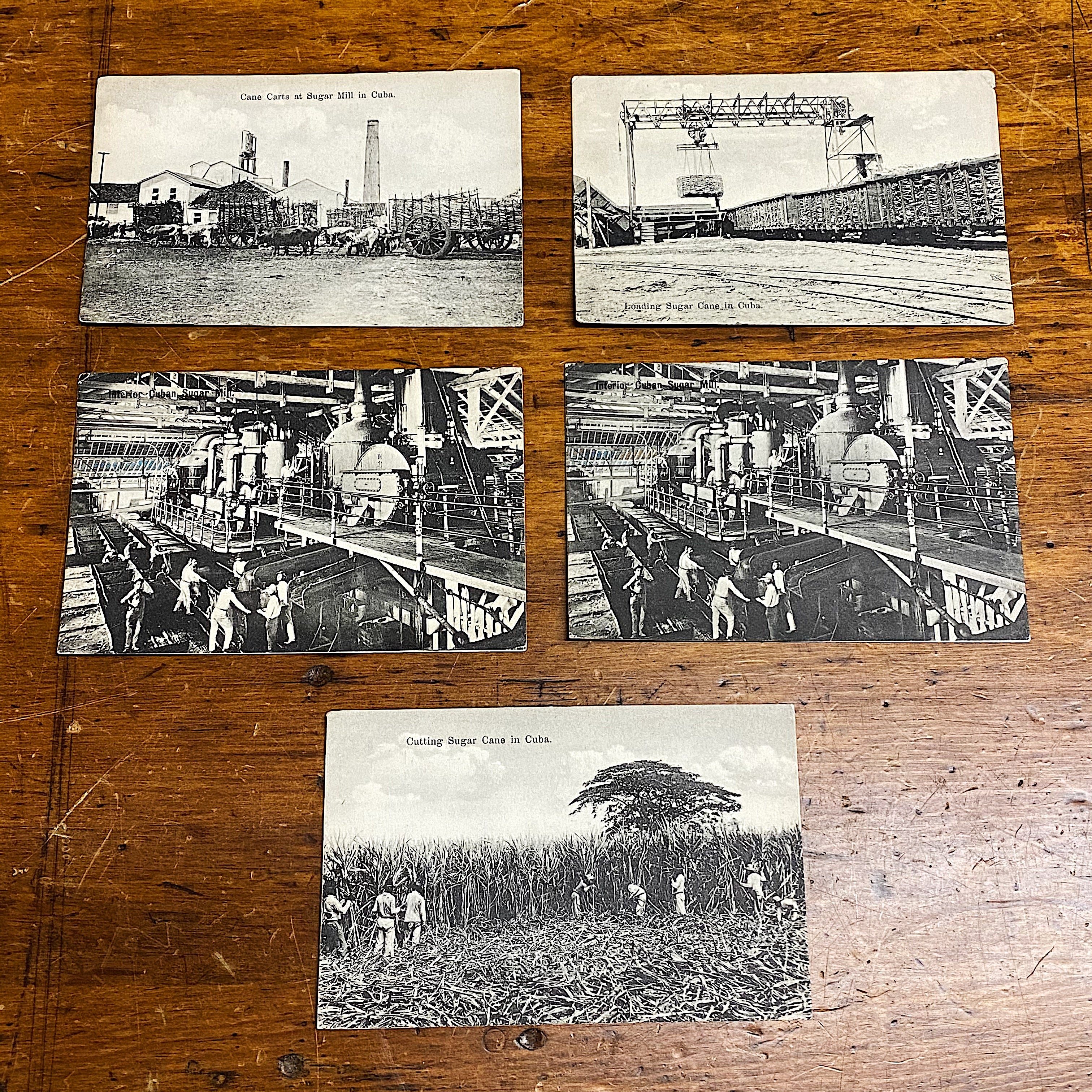 Cuban Antique RPPCs of Sugar Mill Operation - Early 1900s - Lot of 5 Postcards - Rare Occupational RPPC - South of the Border