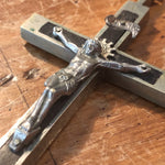 Antique Nickel Crucifix with Skull and Crossbones