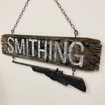 Antique Gunsmith Trade Sign with Hand Carved Rifle | 1930s