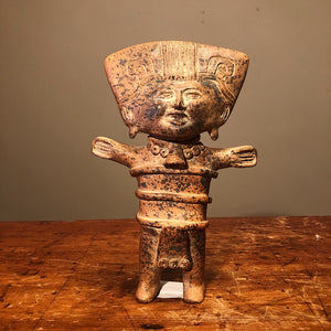 Remojadas Standing Smiling Figure - Veracruz Sonriente Whistle - Male Effigy - Pre Columbian Mexican Sculpture - Ocarina - Provenance 