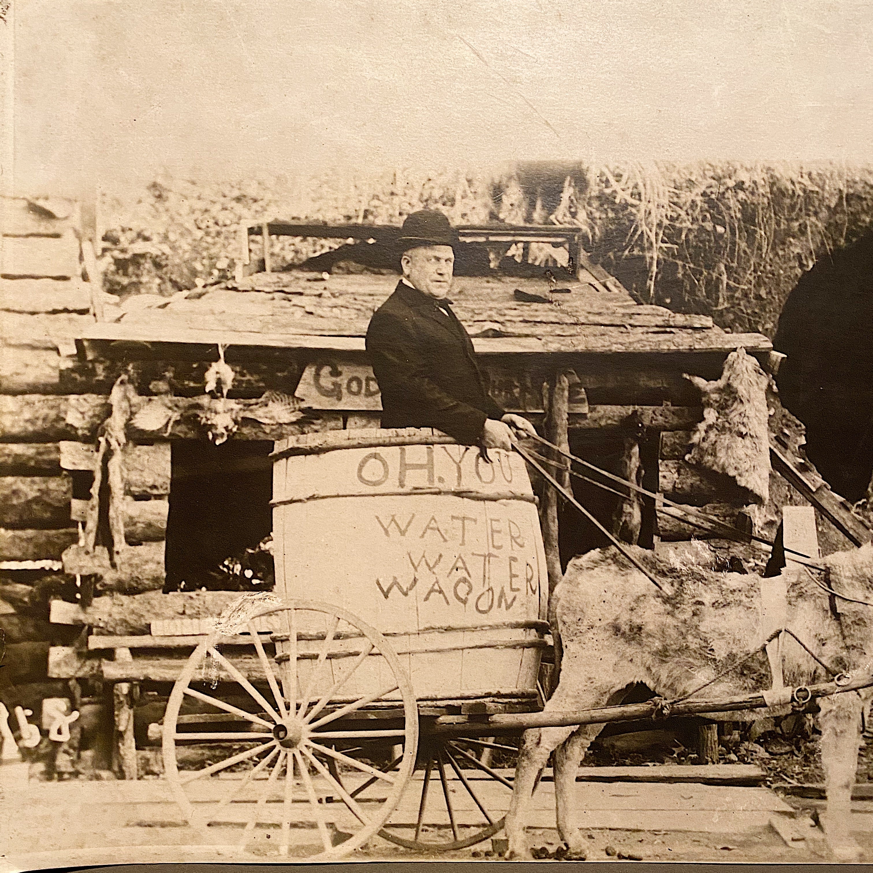 Large Antique Photograph of Temperance Water Wagon Promoting Prohibition - Black White Silver Gelatin Print - Rare North Dakota 
