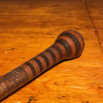 Antique Stacked Leather Cane with Tiger Stripe Handle - 1800s - Rare 19th Century Walking Stick - Weapon Artifact - Unusual Folk Art Design
