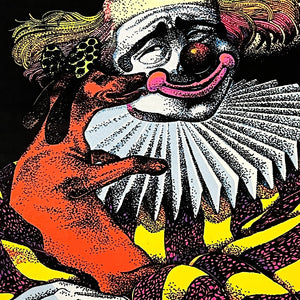 1970s Black Light Poster of Clown and Dog | Pro Arts Inc