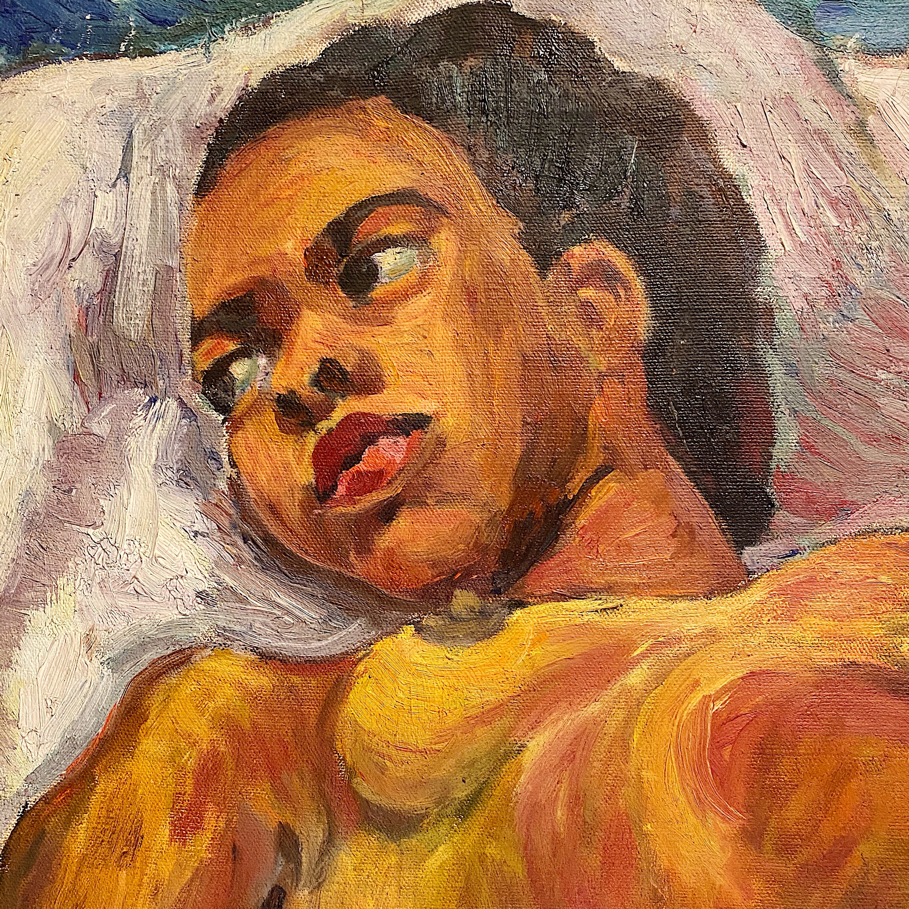 Head of WPA Era Painting of African American Nude Woman by Lillian Jean Nosko - 1940s Chicago Institute of Art - Midcentury Artwork - Listed Artist