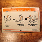 Vintage Stanley Safety Charts - Set of 12 Double Sided Signs - 1950s - 18 x 12 - Unusual Tool Shop Cardboard - Three Stooges 