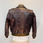 Reverse Vintage Schott Flight Jacket - I-S-674-M-S - Brown Leather Bomber - Size 42 - 1970s - Cool Patina - Made in USA
