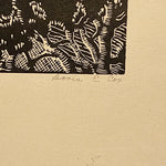 WPA Woodblock Print by Doris Cox "Under the Viaduct" | 1930s