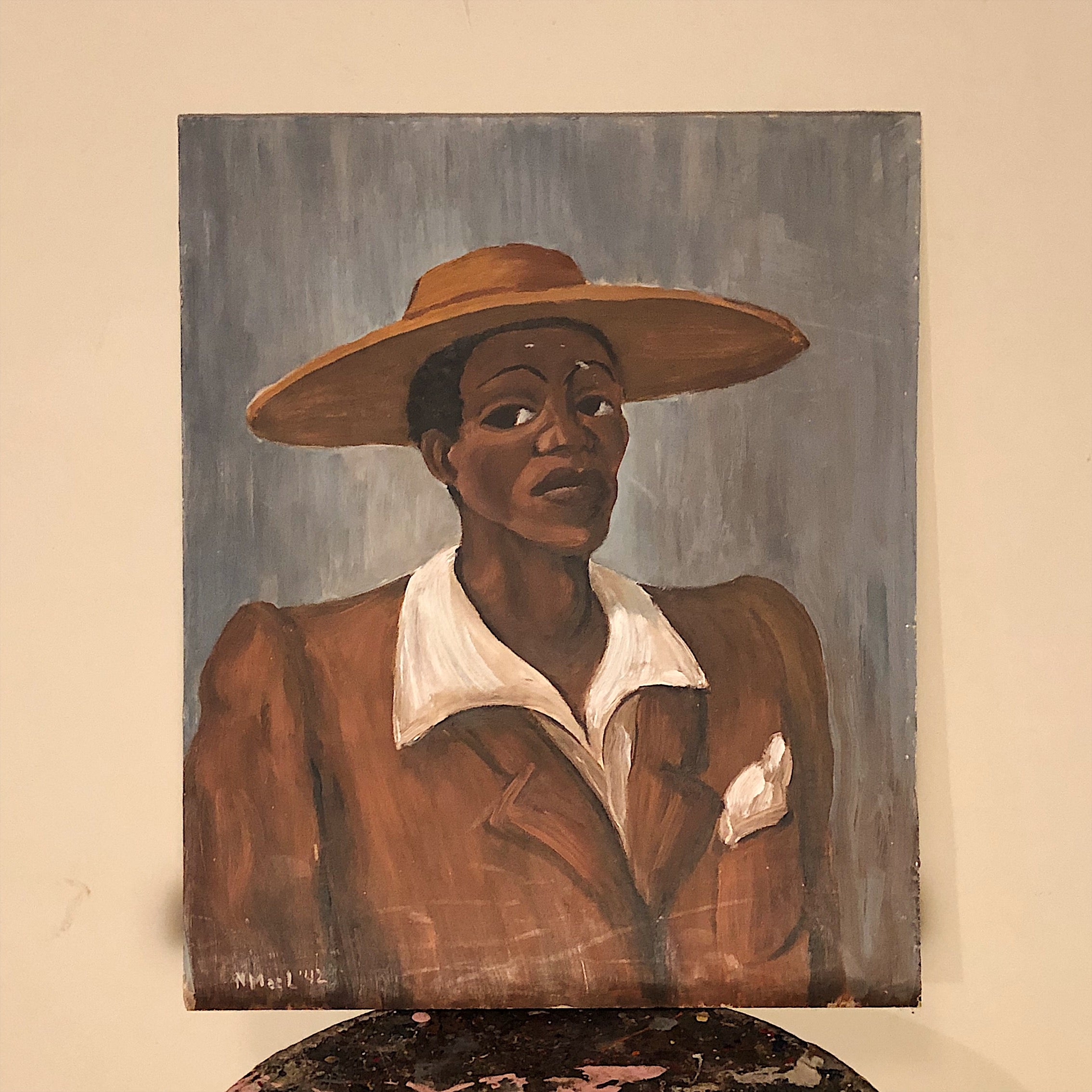 WPA Era Painting of African American Man in Zoot Suit - 1942 - Signed "N. Mael" - Pre Riots - Rare Subject Matter - 17 x 14