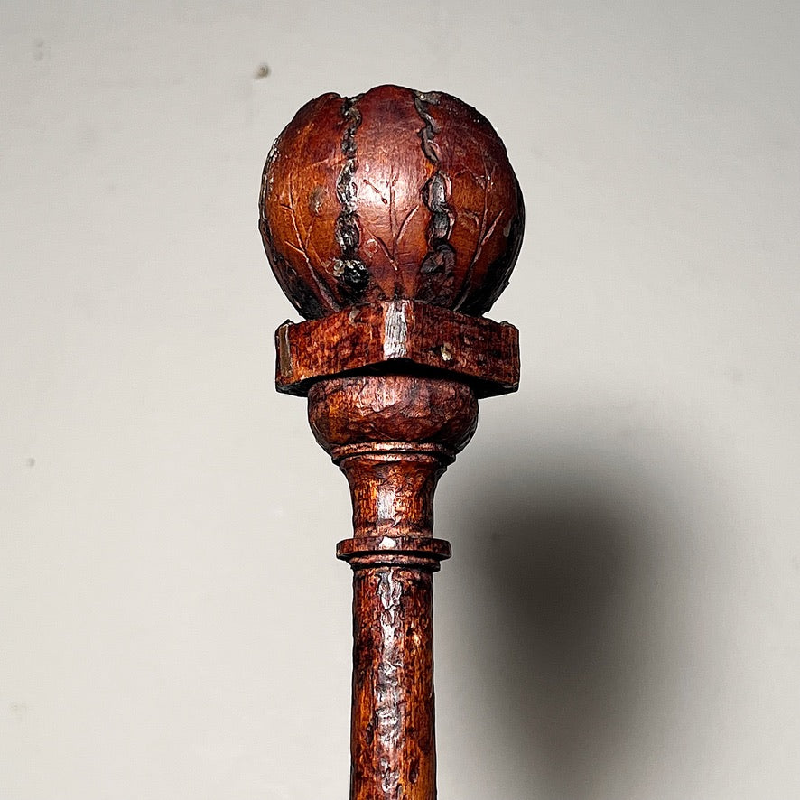 Antique Folk Art Gothic Wood Candleholders | Set of 2