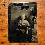 Antique Tintype of Child Holding a Violin | Early 1900s