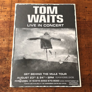 Tom Waits Concert Poster from 1999 - Get Behind the Mule Tour - Toronto Canada Shows - Rare Rock Memorabilia - 24" x 17" 