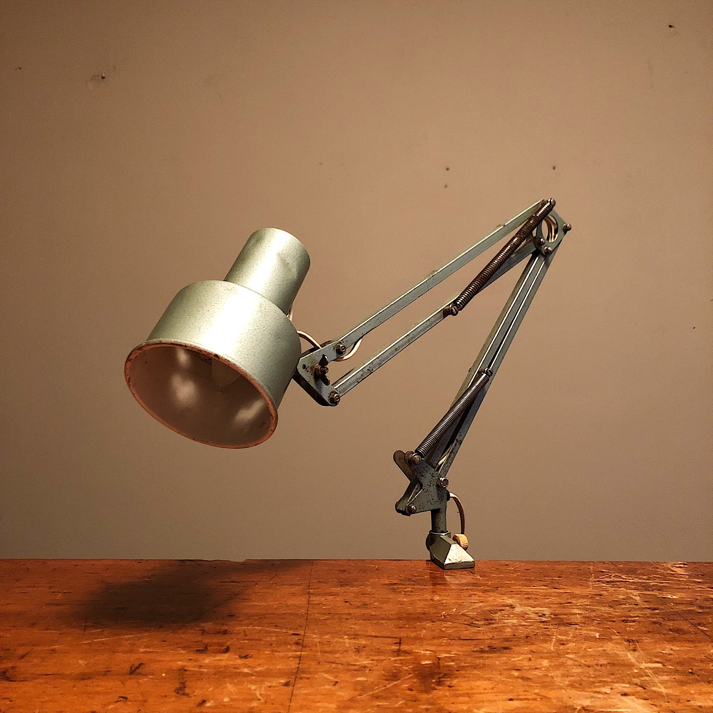Vintage Swing Arm Drafting Lamp - Articulating Task Light - Cyril Pesek Estate - Architect Provenance - Minnesota - Clamp