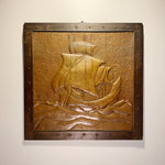 Rare Arts and Crafts Metal Relief of Ship  Industrial Decor 1920s Artwork Chic 