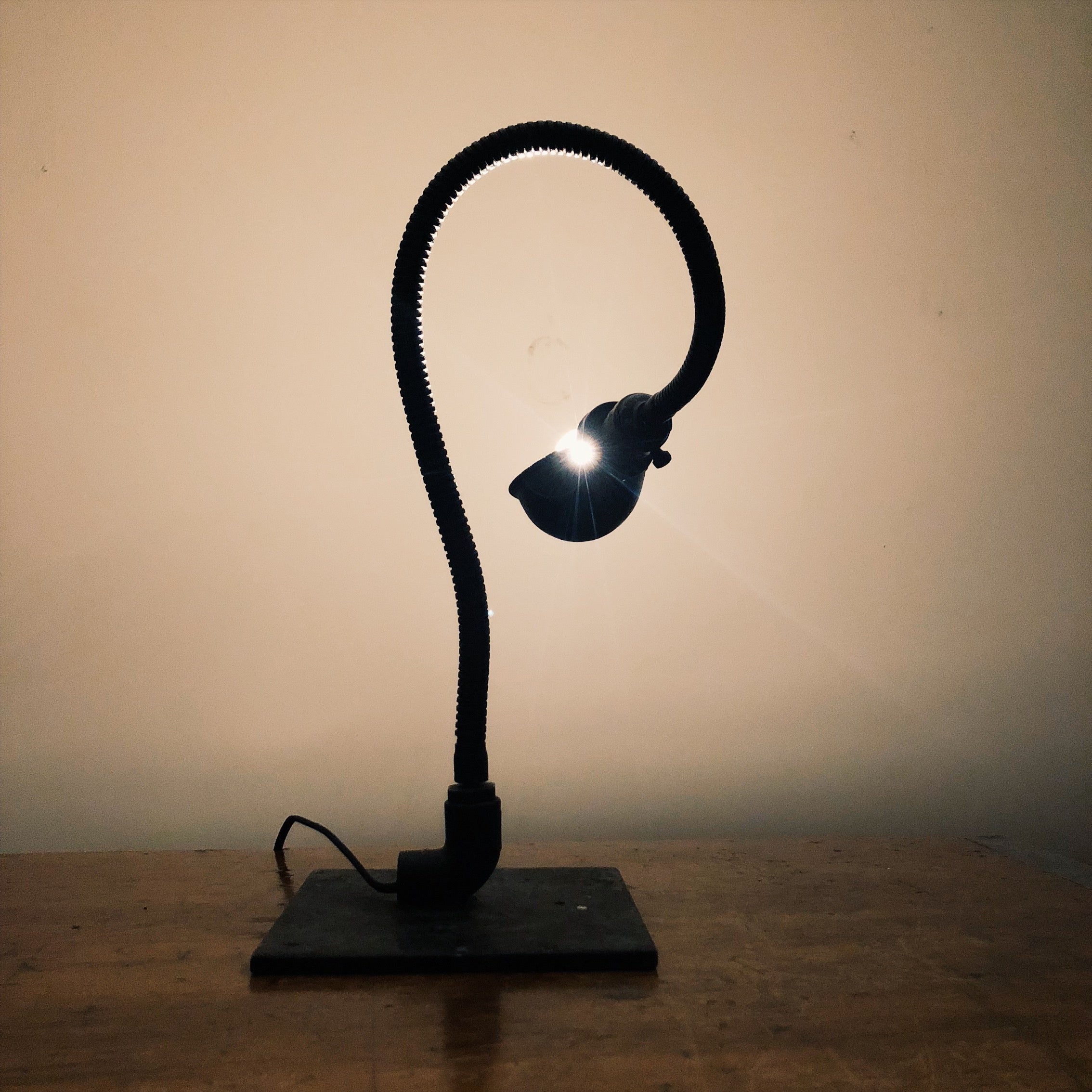 Vintage Industrial Black Gooseneck Frankenstein Light - Snake Design