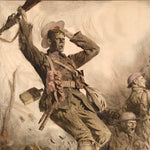 Lucien Hector Jonas WWI Lithograph Poster - French Illustration Art - Rare Illustrator Signed - Battle Scene