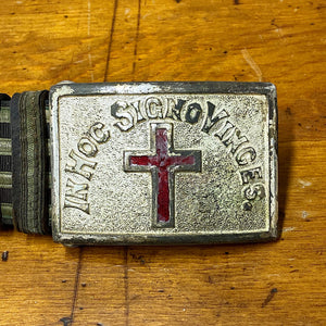Vintage Knights Templar Sword Belt and Buckle - Masonic Artifact - 41" - In Hoc Signo Vinces - Silver 