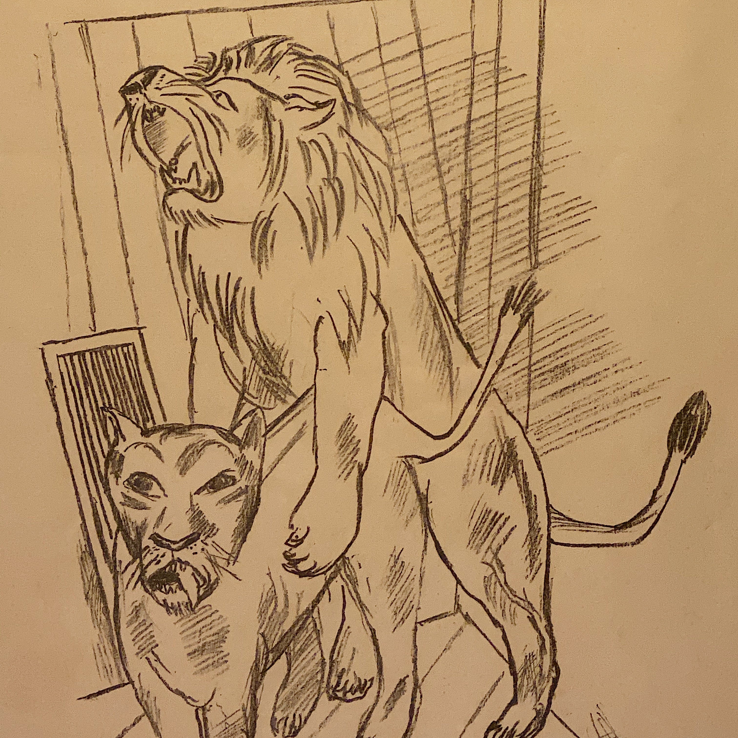 Max Beckmann Signed Lithograph - Lowenpaar - Lion Couple - 1921 - Rare Pencil Signed Limited Edition - Degenerate Art - German Expressionist