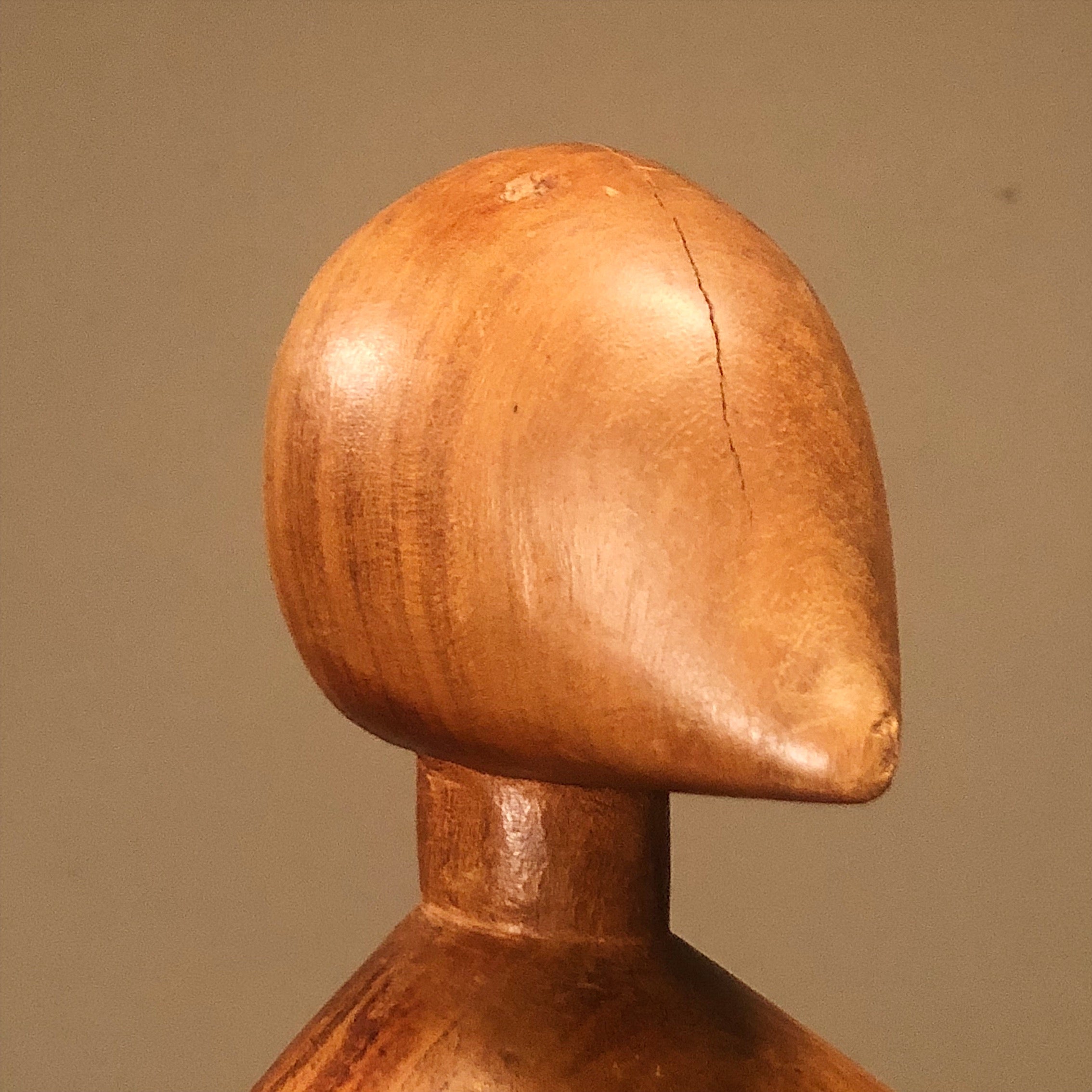 Indentation on Unusual Mod Wood Sculpture of Human Form from 1950s