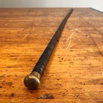 Antique Leather Cane with Brass Knob Top - 19th Century Plantation Walking Stick 