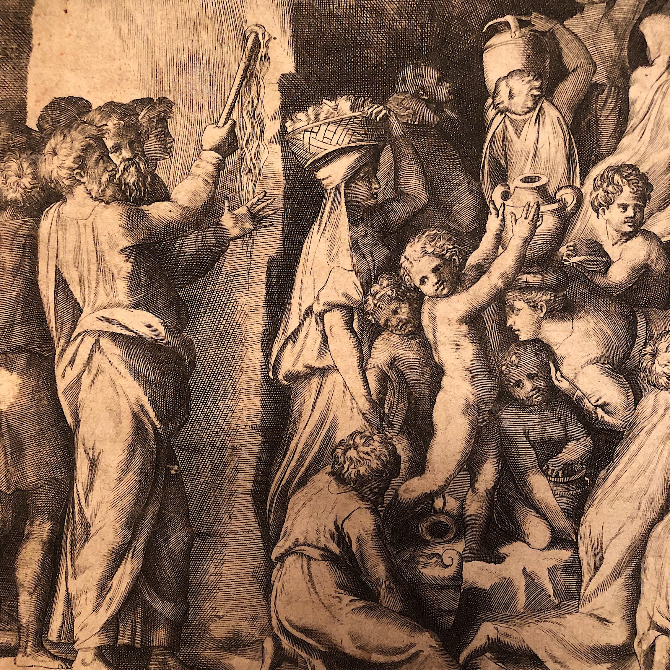 Giulio Bonasone Engraving from 1546 - Moses orders the Israelites to Collect the Manna 