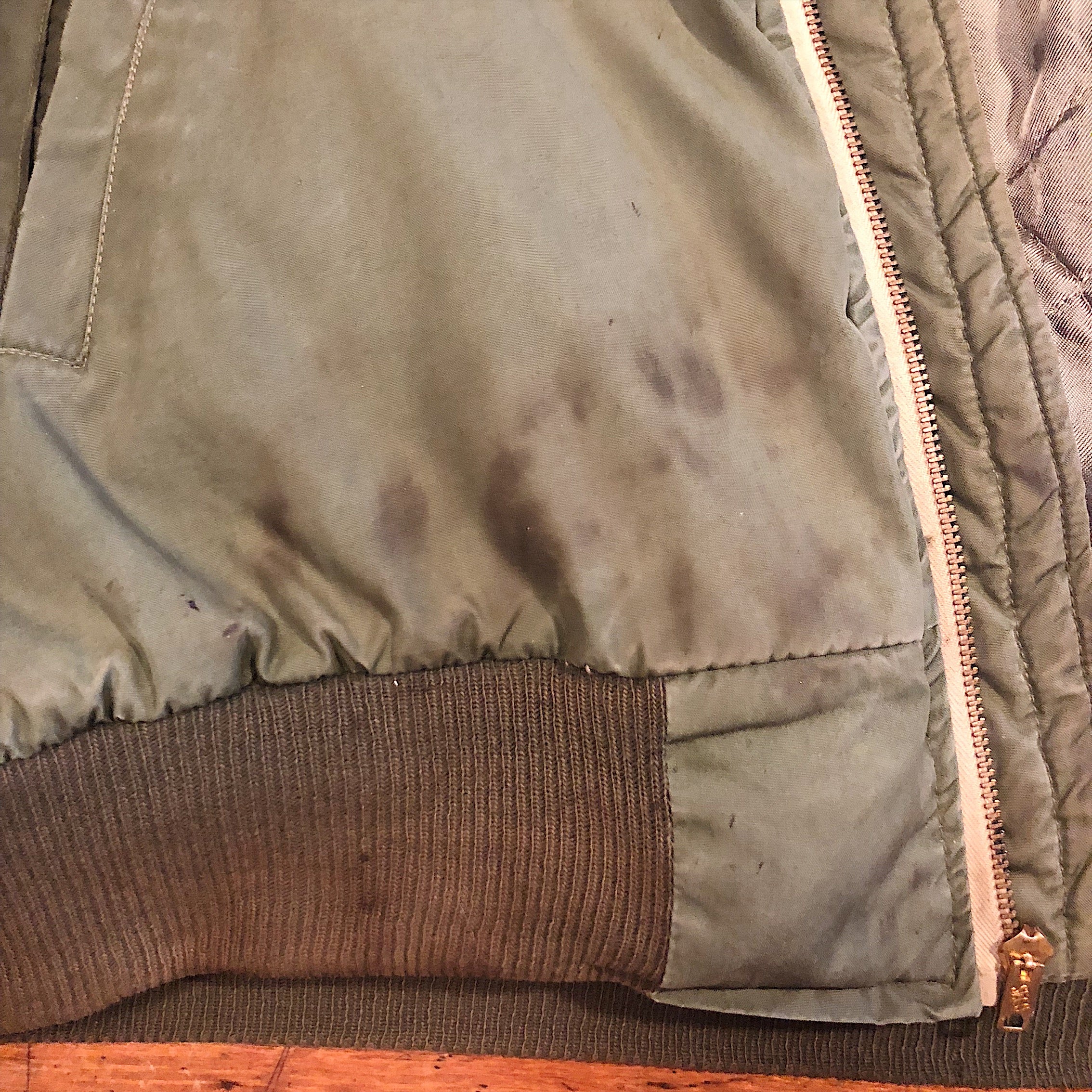 Oil Stains on Authentic WW2 Tanker Jacket 