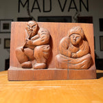 Vintage Folk Art Sculpture of Inuit Couple - Tony Wons Attribution - 1950s Relief Wood Sculptures - Eskimo Art - Rare
