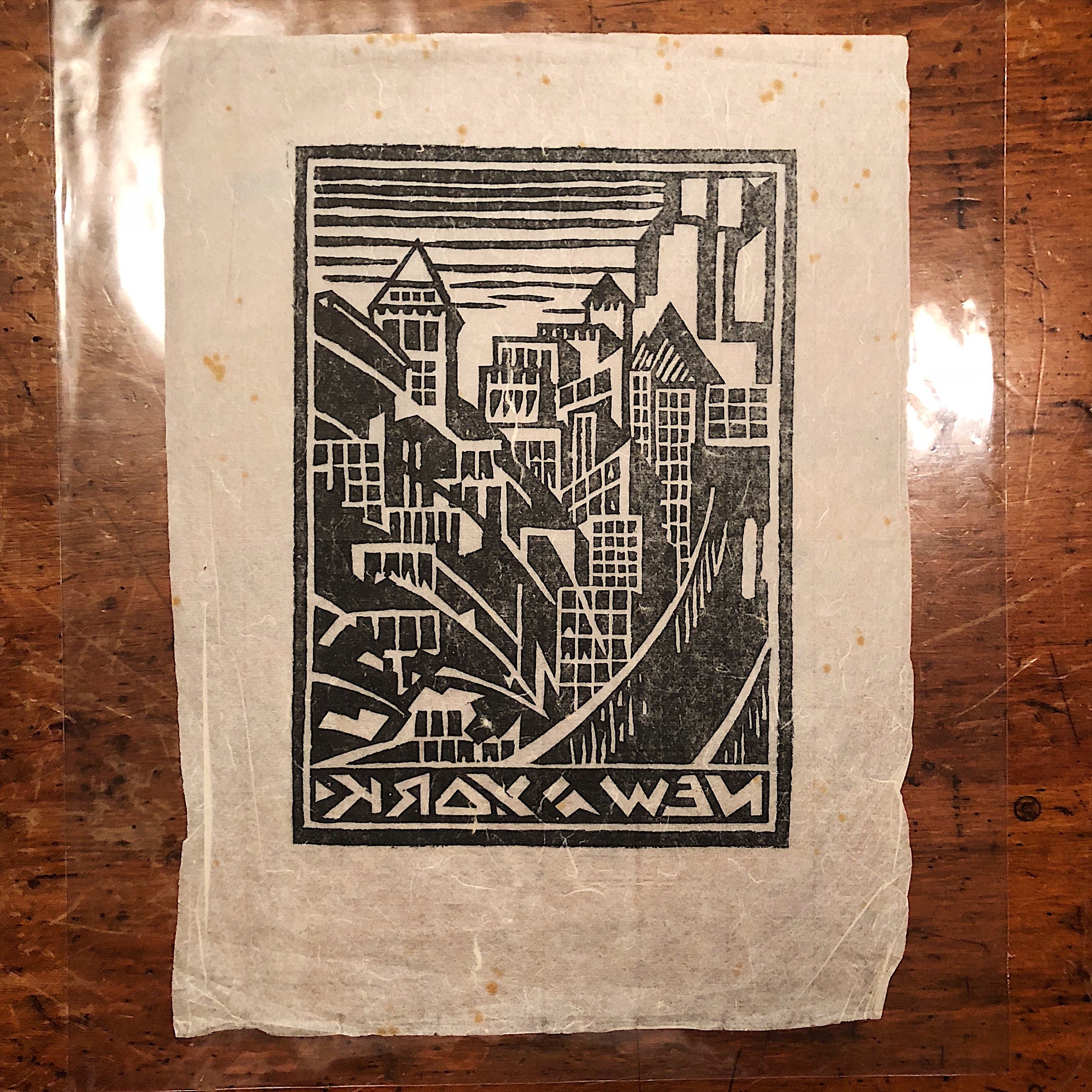 New York City Woodcut Print from 1930s Art Deco Period