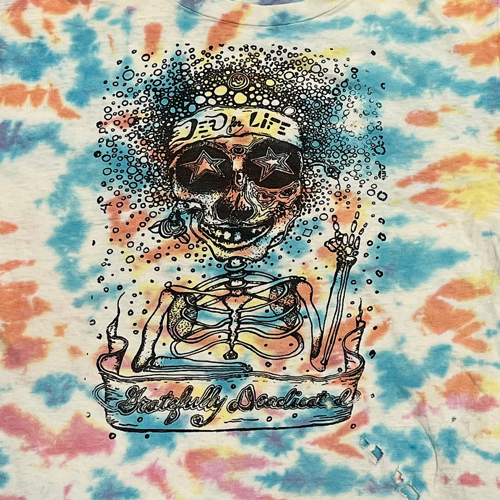 Rare 1980s Grateful Dead Parking Lot T Shirt - Ride to Dark Star - Tie Dye Folk Art Clothing - Vintage Dead Head Clothing - Jerry Garcia