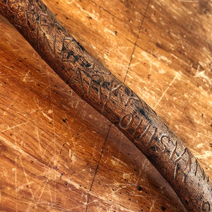 WW2 Folk Art Cane from 110th Medical Battalion - 1941 - Vintage Wood Carved Walking Stick - Rare Military Art
