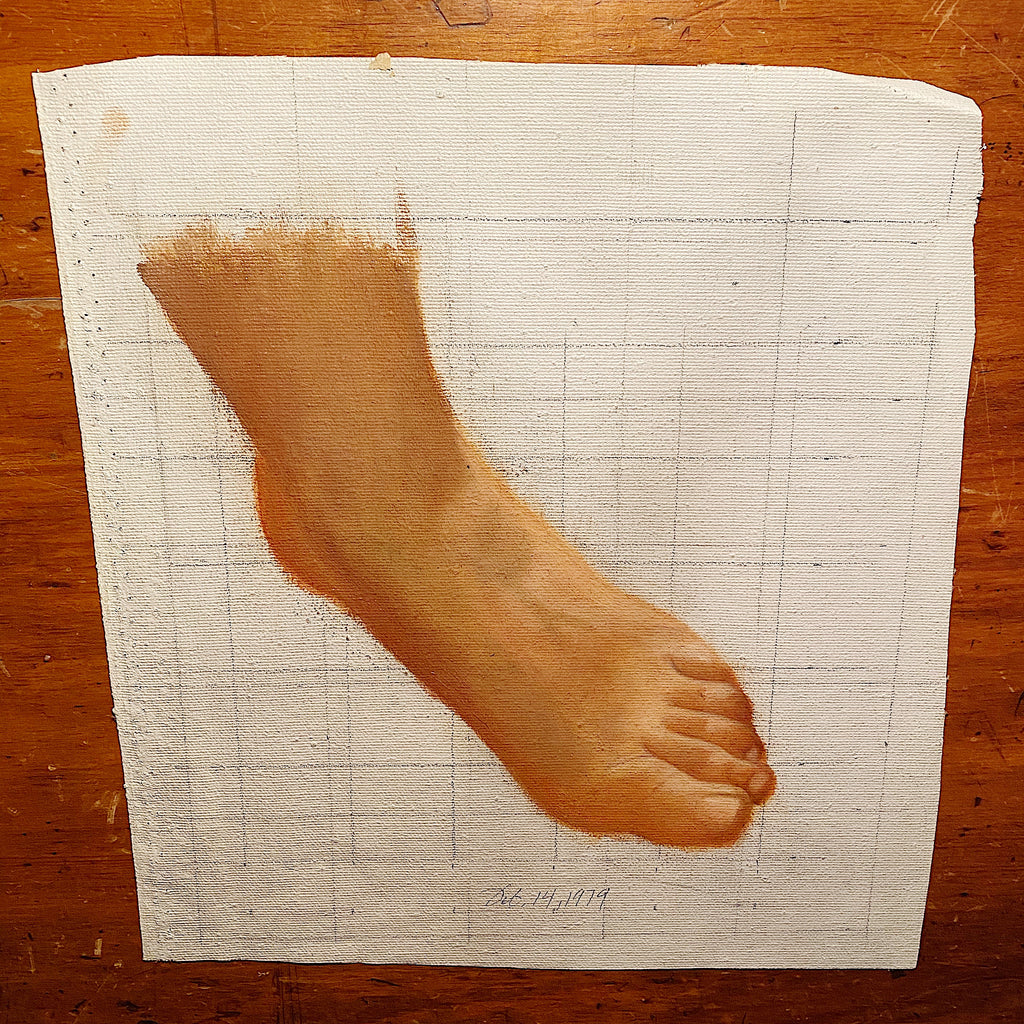 Unusual Vintage Painting of Bare Foot - 1979 - Weird Art - Rare Underground Fetish Paintings - Unframed 1970s Artwork - Feet  - Mystery