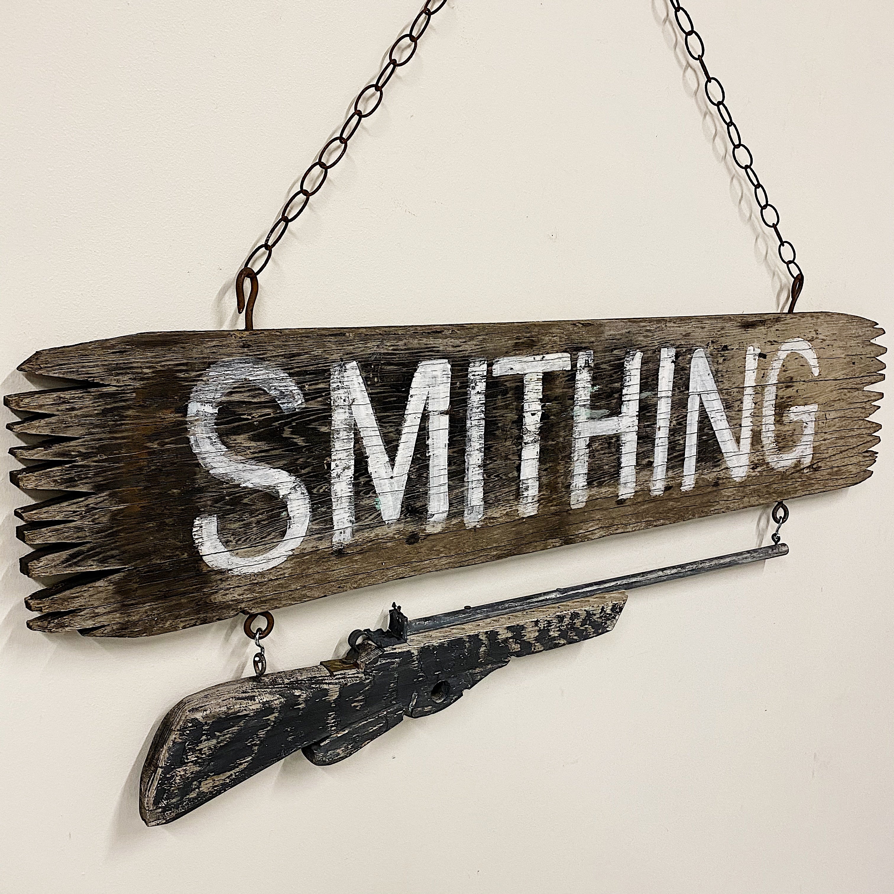 Clinton Rifles Antique Sign Antique Gunsmith Trade Sign with Hand Carved Rifle | 1930s – Mad Van ...