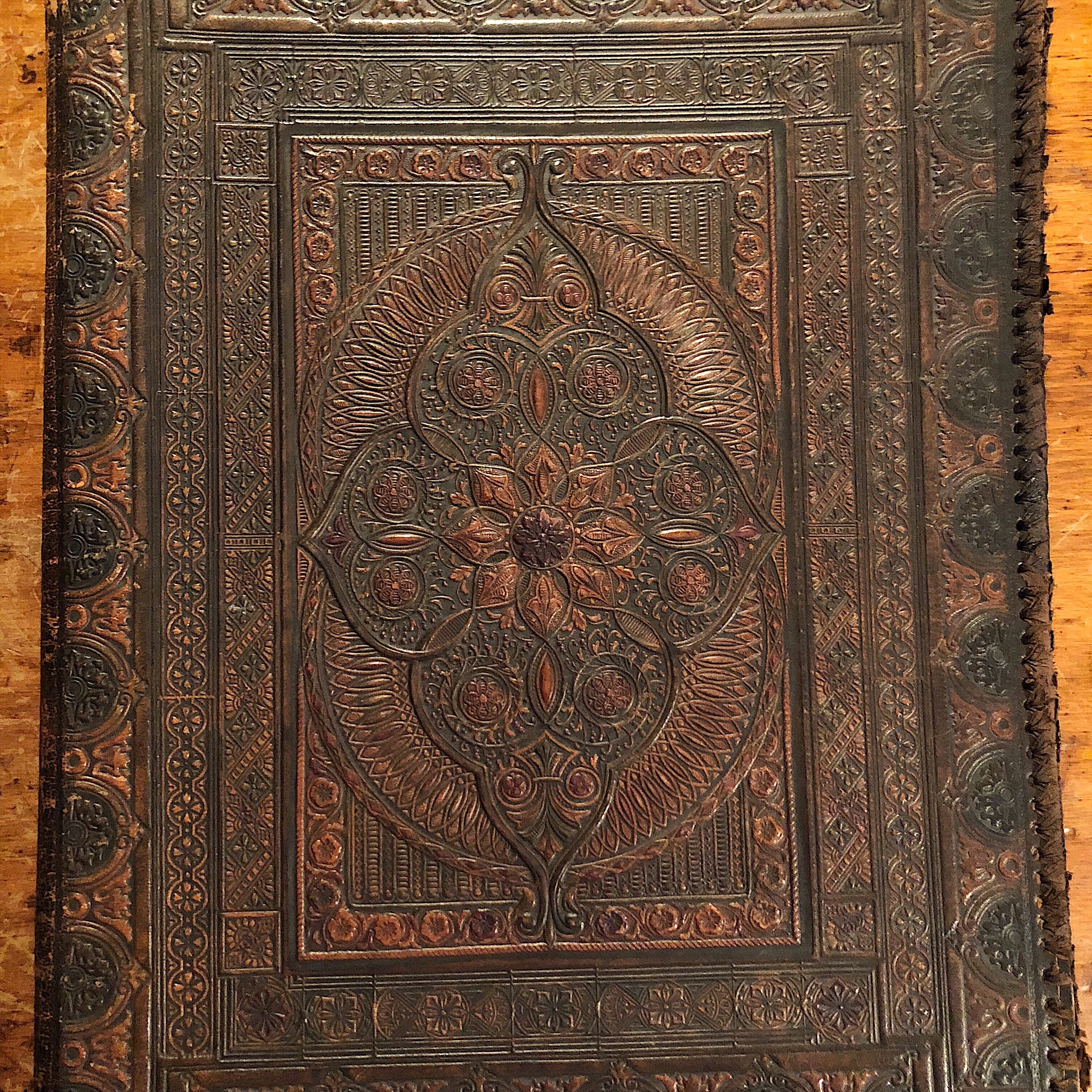 Antique Leather Portfolio Cover with Tooled Ornate Design - Continental School Manuscript Cover - 1800s - Arts and Crafts - 19th Century