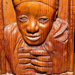 Vintage Folk Art Sculpture of Woman in Head Scarf - Tony Wons Attribution - 1950s Relief Wood Sculptures - African American Art - Rare