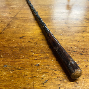 Antique Blackthorn Shillelagh Walking Stick Cane - Irish - Thorny Shaft - Brass Ferule - Early 1900s - Rare Canes Handle