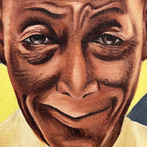 1970s Folk Art Surreal Painting of African American Man