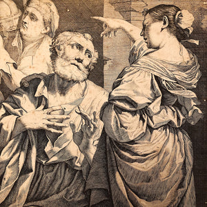 Giovanni Battista Dotti Engraving for Sale The Denial of St. Peter - 1670 - After Lorenzo Pasinelli - Rare Early Etching - 17th Century 