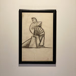 WPA Era Charcoal Drawing of Modernist Figure - Signed Lloyd Stransky - Minnesota Artist - WW2 period - Cubist Style - Industrial Decor