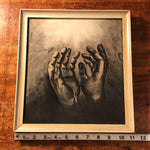 Haunting Charcoal Drawing of Hands Reaching from the Depths